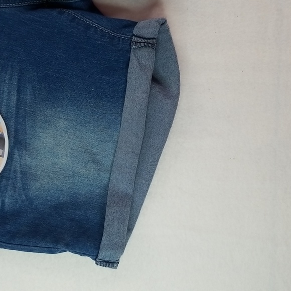 Size 15/16 V.I.P. Jeans Distressed Blue Removable Strap UNISEX Overalls - Picture 6 of 15